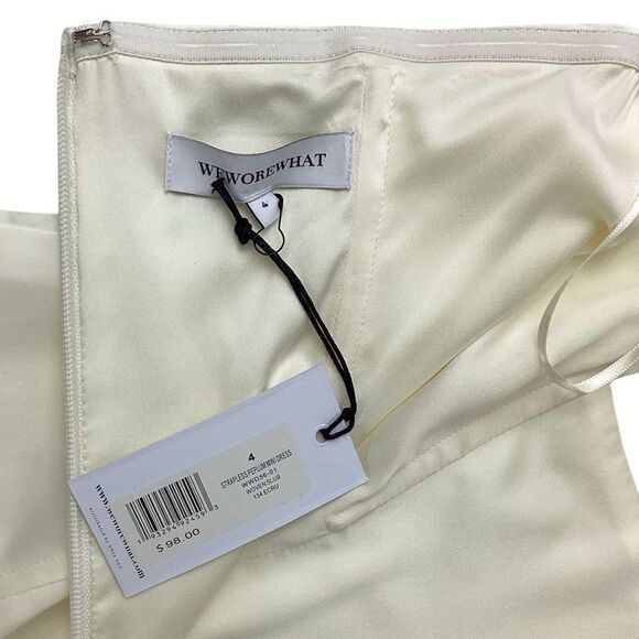 WeWoreWhat Size 4 NWT Strapless Peplum Mini Dress in Ecru Cream Ivory - Picture 4 of 12